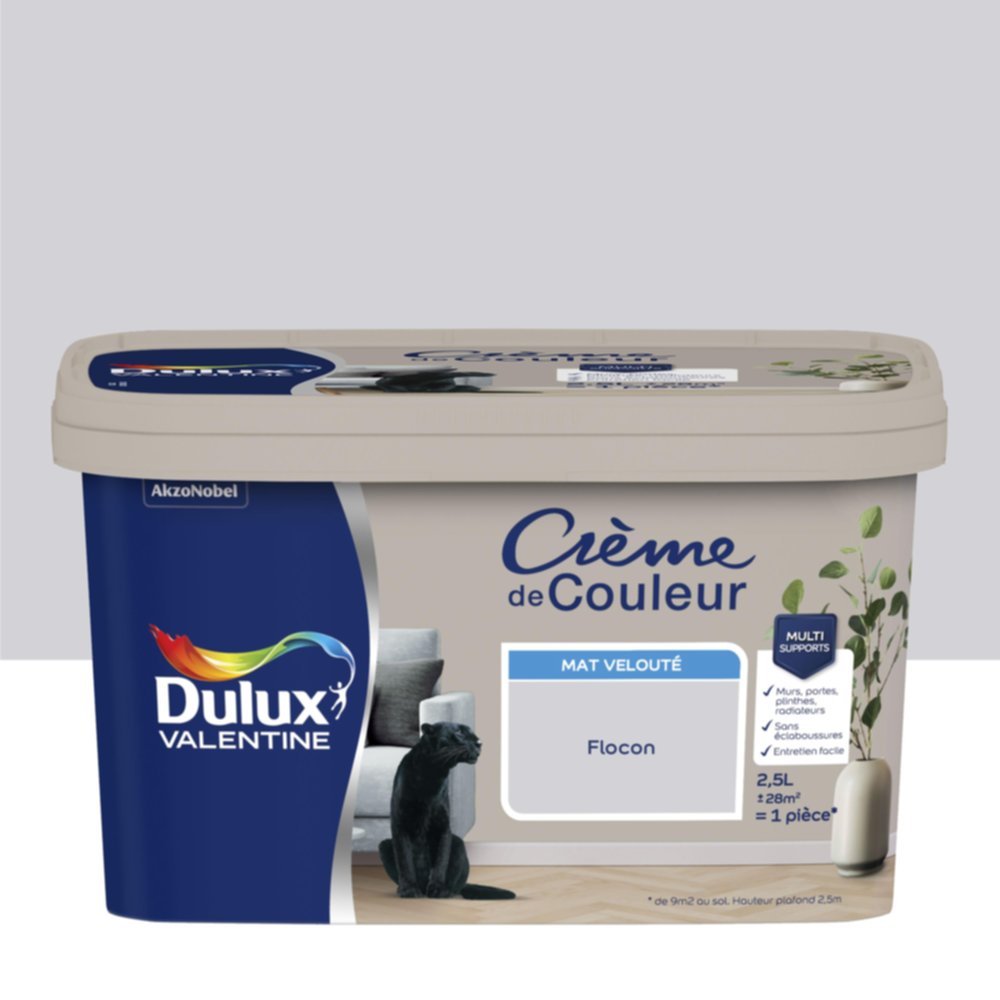 Peinture Crème de couleur mat flocon 2,5L - DULUX VALENTINE