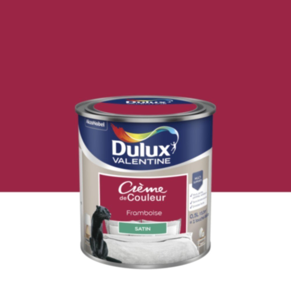 Peinture murs et boiseries Crème de Couleur Satin Framboise 0,5L - DULUX VALENTINE