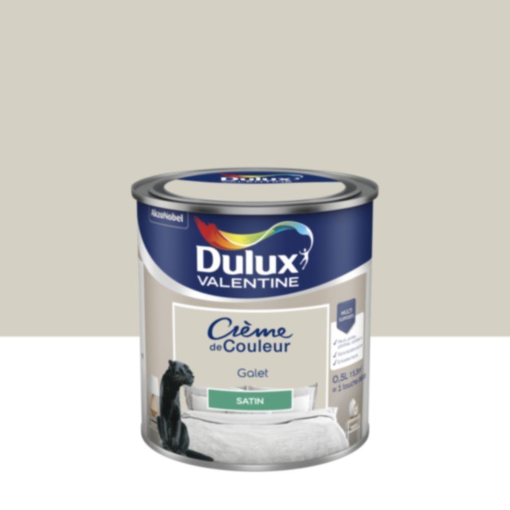 Peinture murs et boiseries Crème de Couleur Satin Galet 0,5L - DULUX VALENTINE