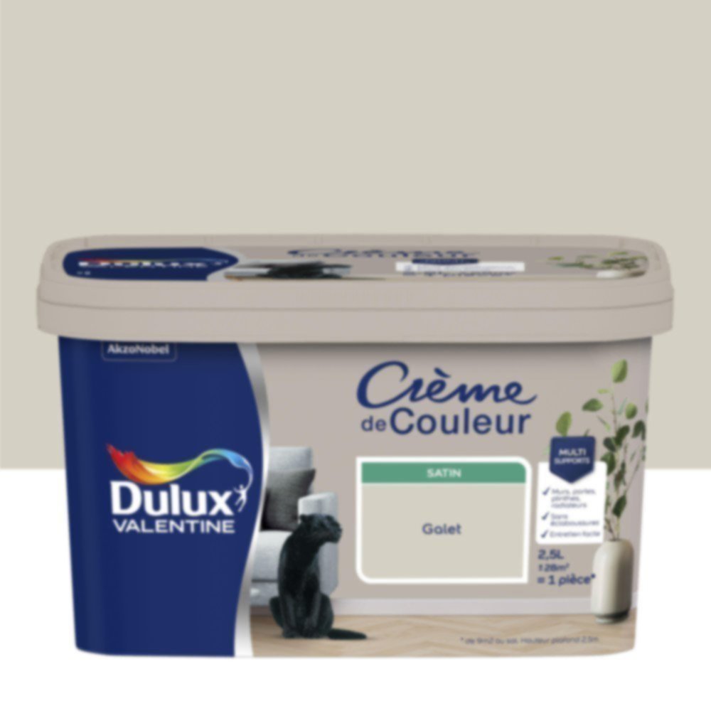 Peinture murs et boiseries Crème de Couleur Satin Galet 2,5L - DULUX VALENTINE