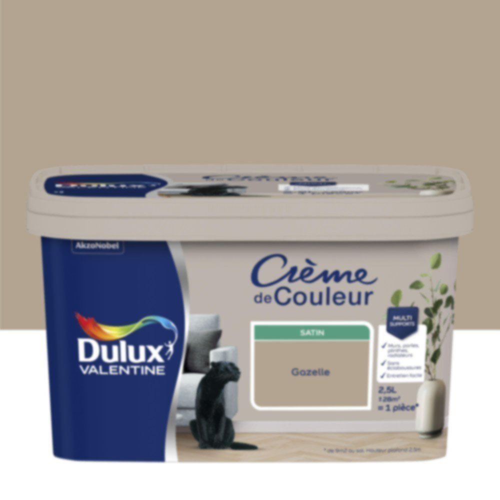 Peinture murs et boiseries Crème de Couleur Satin Gazelle 2,5L - DULUX VALENTINE