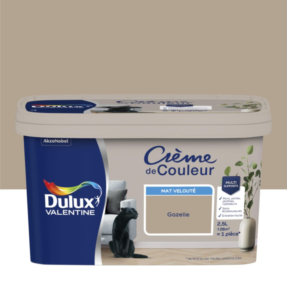 Peinture Crème de couleur mat gazelle 2,5L - DULUX VALENTINE