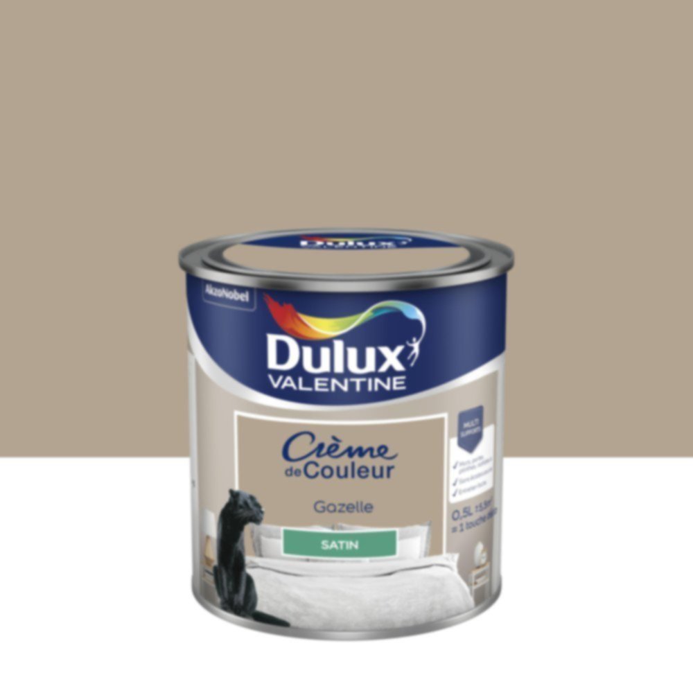 Peinture murs et boiseries Crème de Couleur Satin Gazelle 0,5L - DULUX VALENTINE