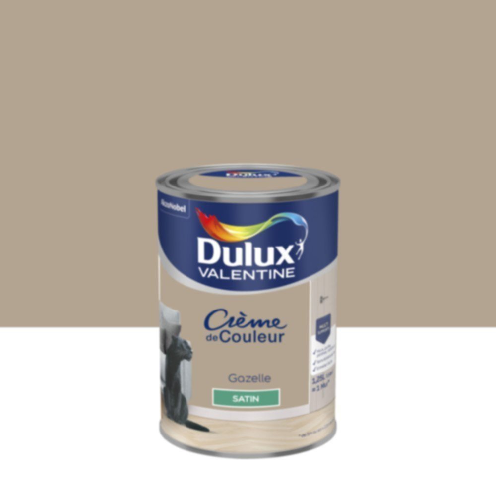 Peinture murs et boiseries Crème de Couleur Satin Gazelle 1,25L - DULUX VALENTINE