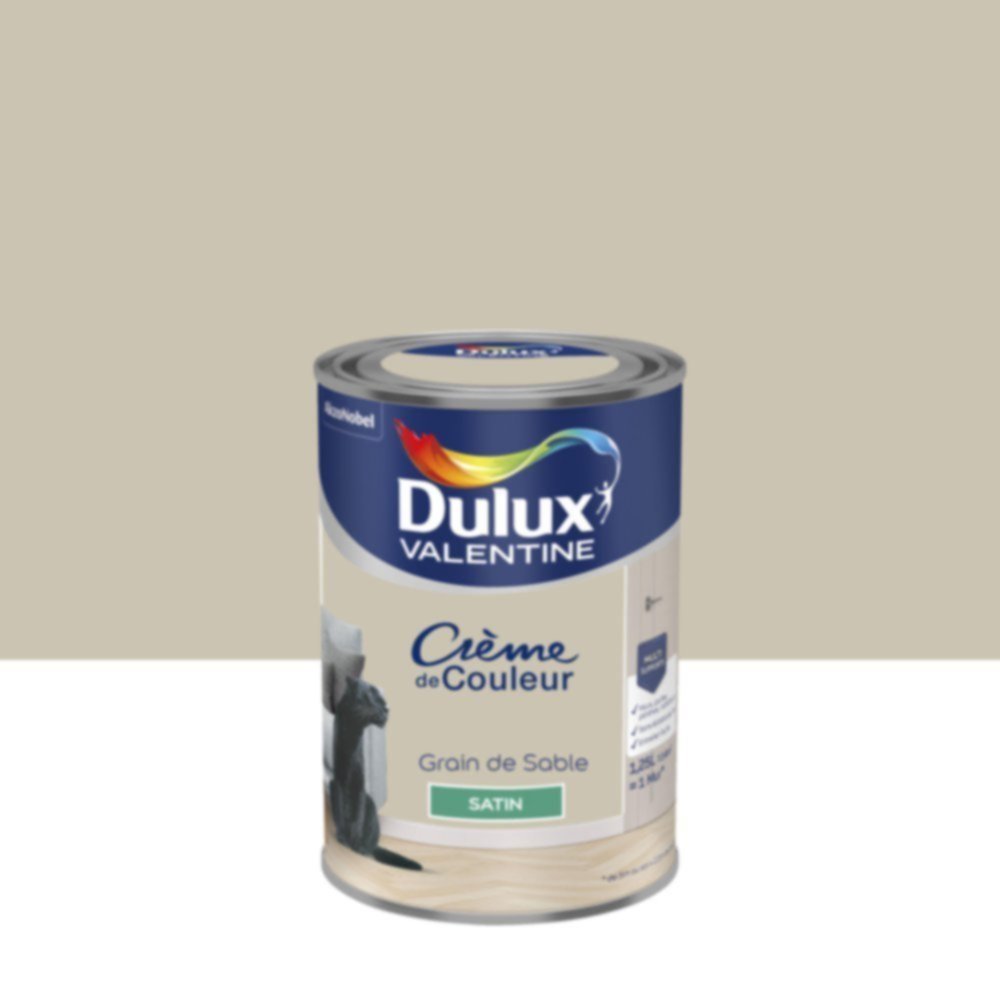 Peinture murs et boiseries Crème de Couleur Satin Grain de Sable 1,25L - DULUX VALENTINE