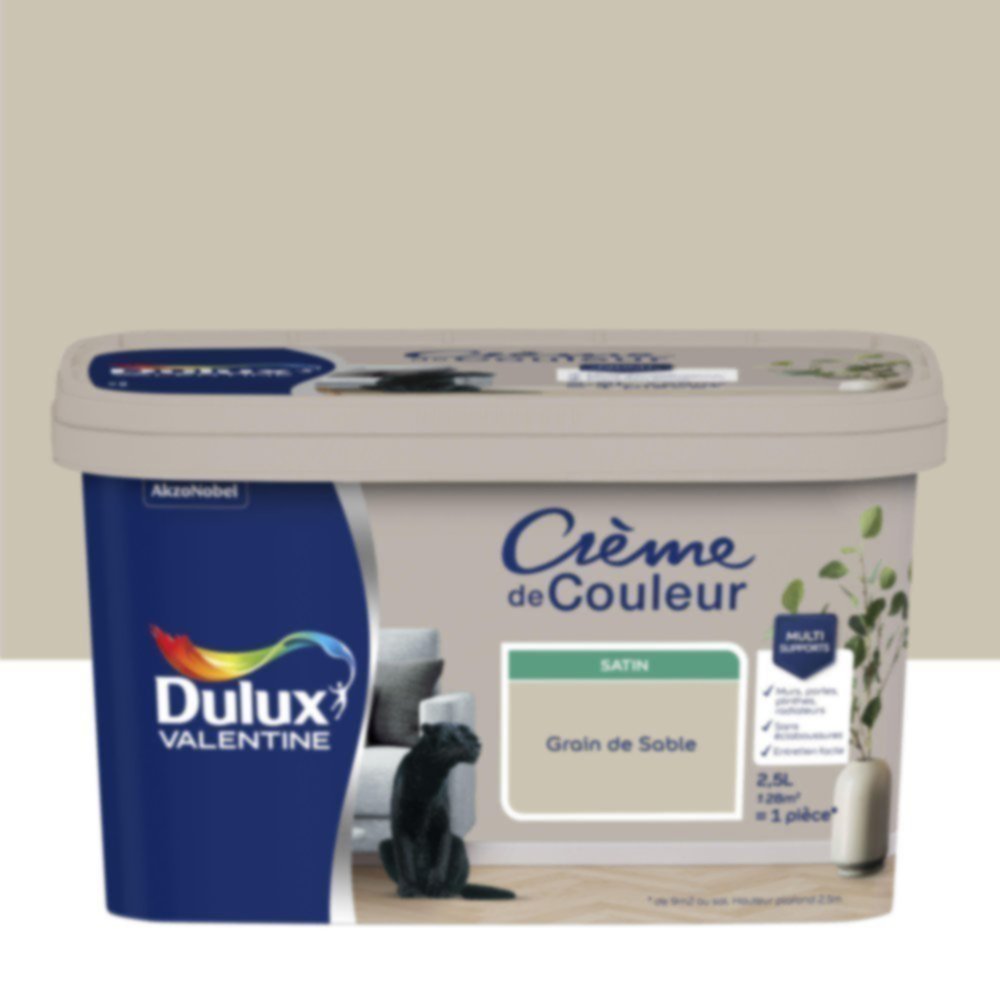 Peinture murs et boiseries Crème de Couleur Satin Grain de Sable 2,5L - DULUX VALENTINE