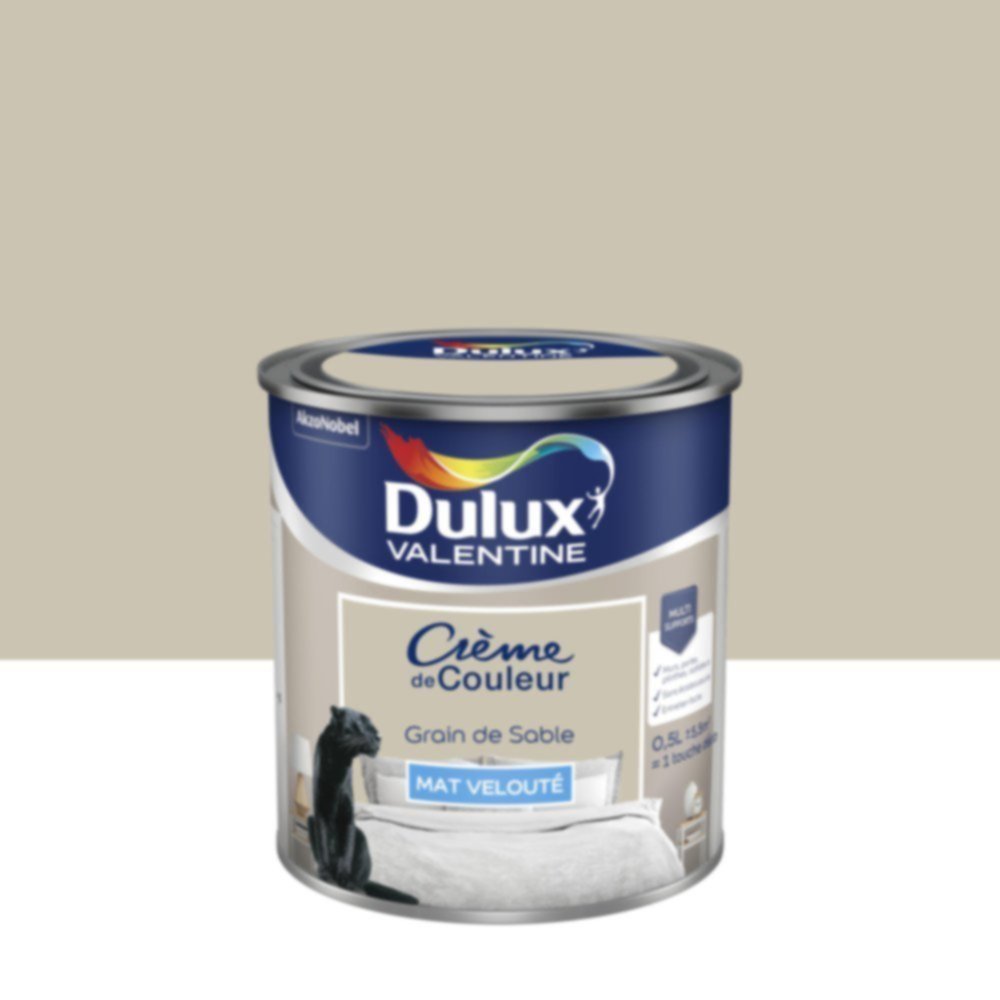 Peinture murs et boiseries Crème de Couleur Mat Grain de Sable 0,5L - DULUX VALENTINE