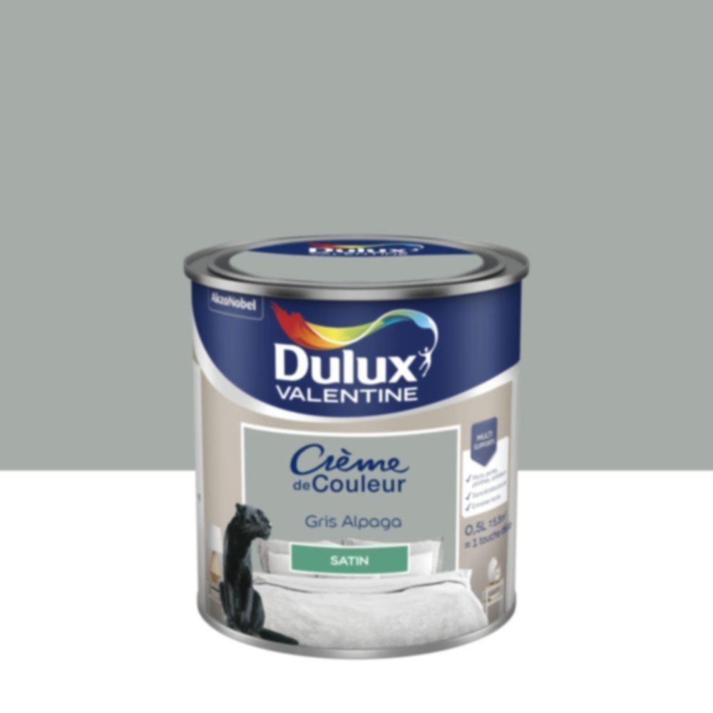 Peinture murs et boiseries Crème de Couleur Satin Gris Alpaga 0,5L - DULUX VALENTINE