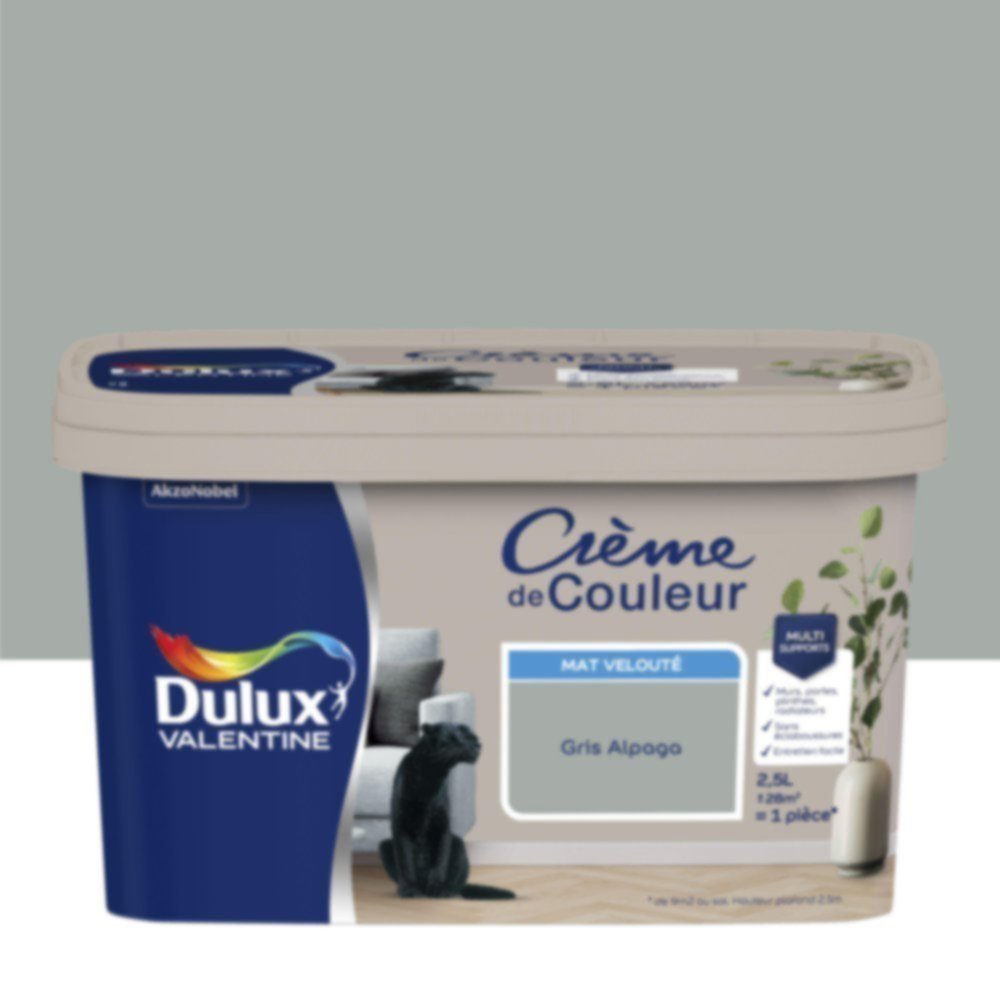 Peinture murs et boiseries Crème de Couleur Mat Gris Alpaga 2,5L - DULUX VALENTINE