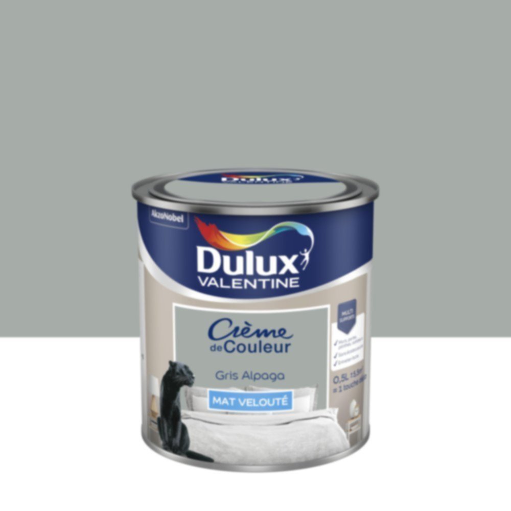 Peinture murs et boiseries Crème de Couleur Mat Gris Alpaga 0,5L - DULUX VALENTINE