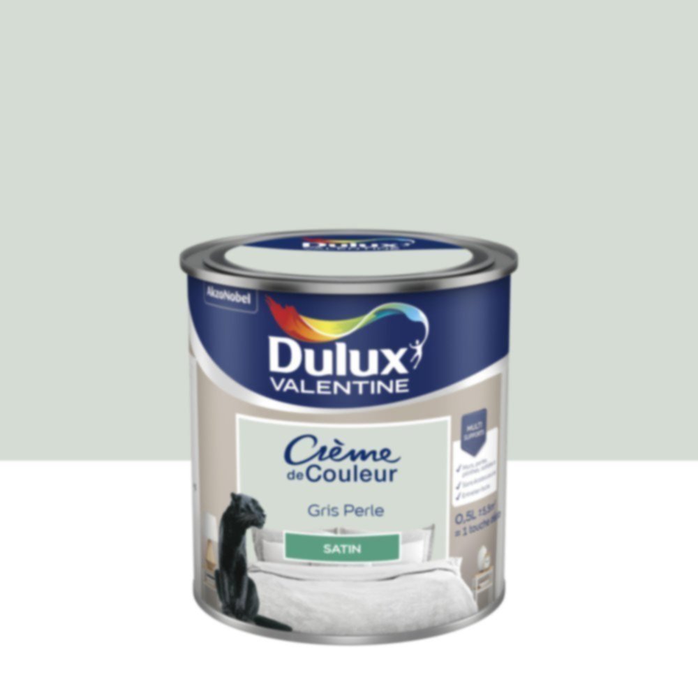 Peinture murs et boiseries Crème de Couleur Satin Gris Perle 0,5L - DULUX VALENTINE