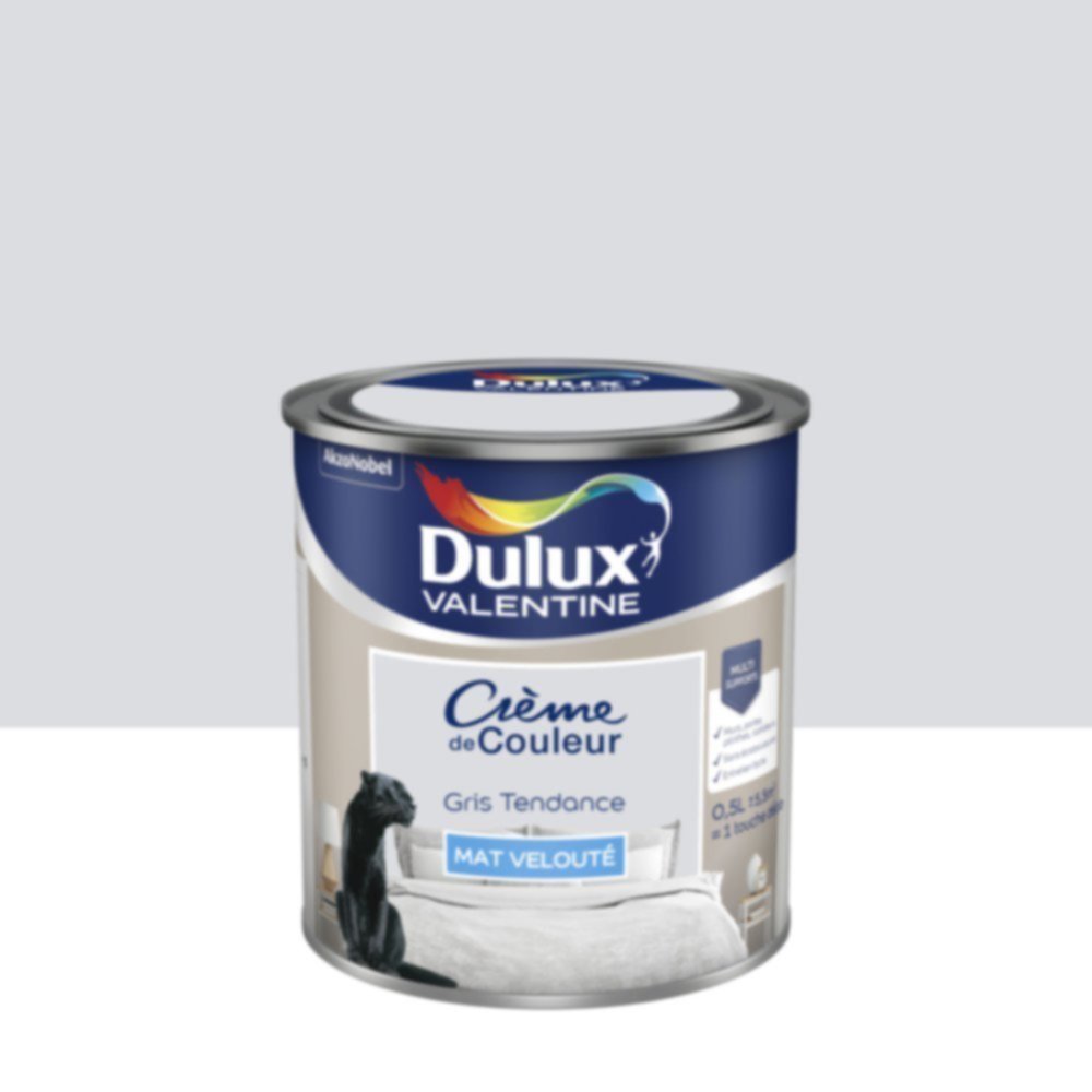 Peinture murs et boiseries Crème de Couleur Mat Gris Tendance 0,5L - DULUX VALENTINE