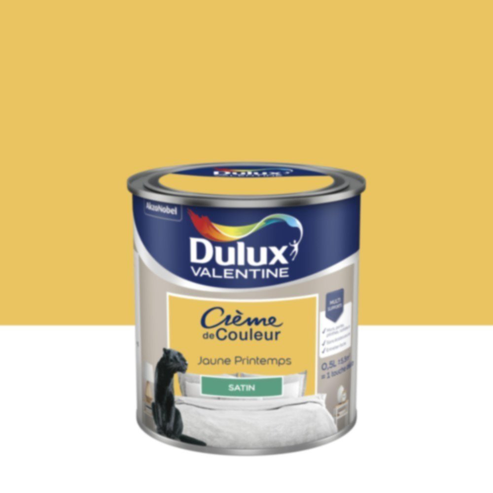 Peinture murs et boiseries Crème de Couleur Satin Jaune Printemps 0,5L - DULUX VALENTINE