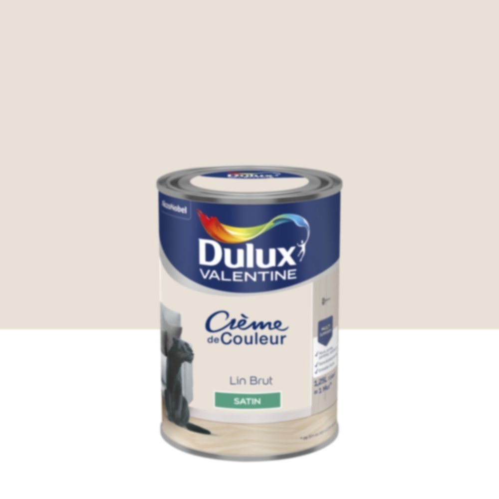 Peinture murs et boiseries Crème de Couleur Satin Lin Brut 1,25L - DULUX VALENTINE