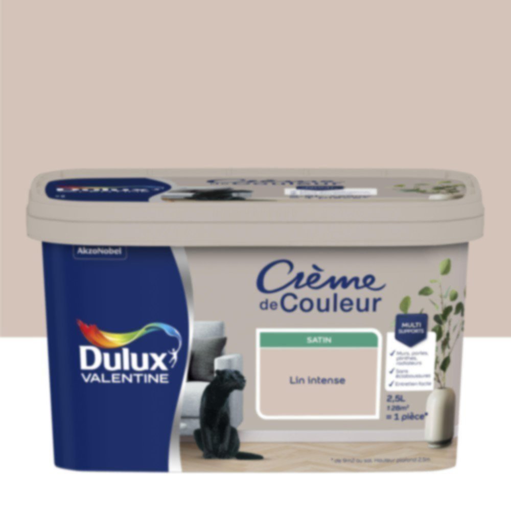 Peinture murs et boiseries Crème de Couleur Satin Lin intense 2,5L - DULUX VALENTINE