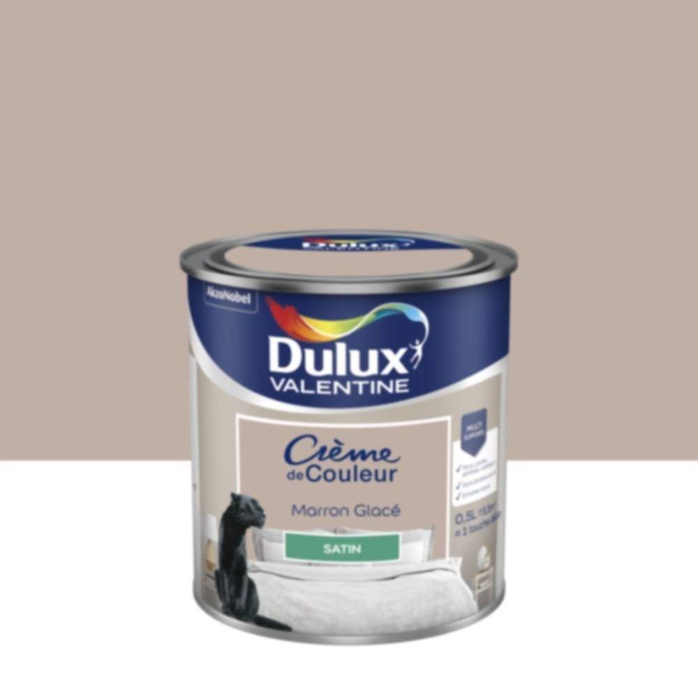 Peinture murs et boiseries Crème de Couleur Satin Marron Glacé 0,5L - DULUX VALENTINE