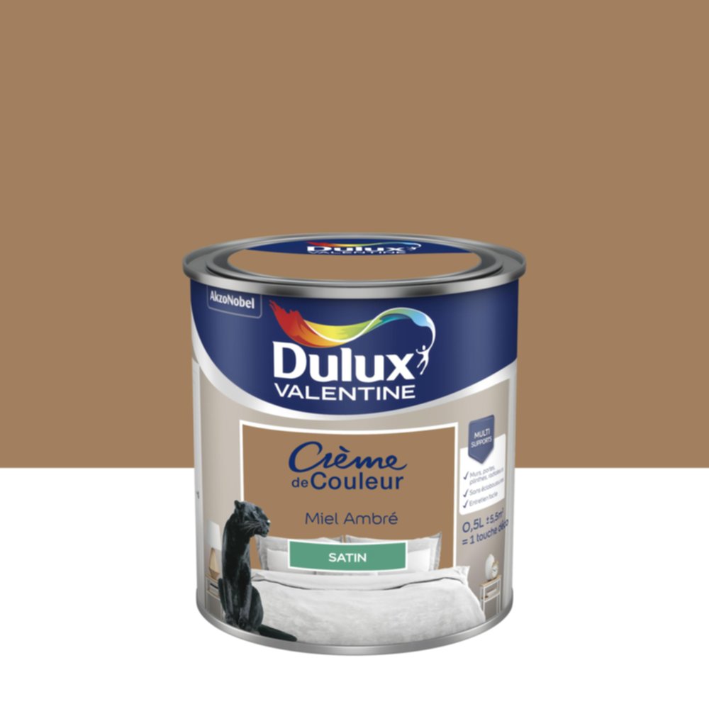 Peinture Satin Miel Ambré 0,5L - DULUX VALENTINE