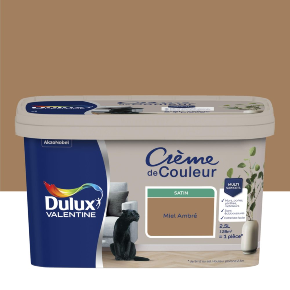 Peinture Crème de couleur satin miel ambré 2,5L - DULUX VALENTINE