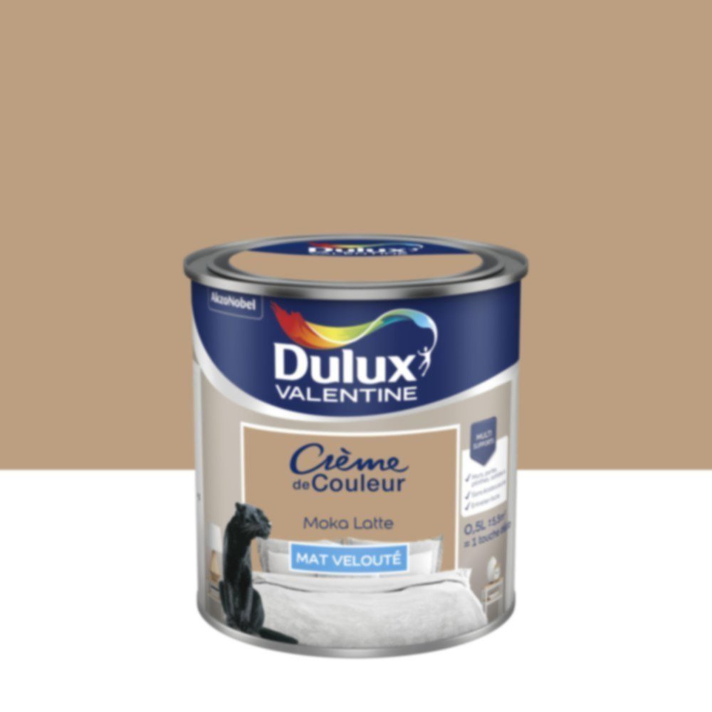 Peinture murs et boiseries Crème de Couleur Mat Moka Latte 0,5L - DULUX VALENTINE