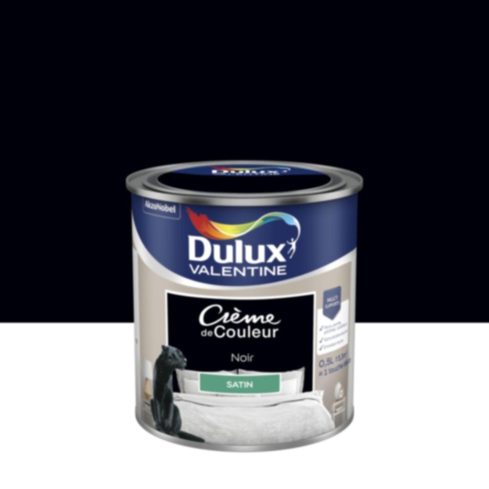 Peinture murs et boiseries Crème de Couleur Satin Noir 0,5L - DULUX VALENTINE