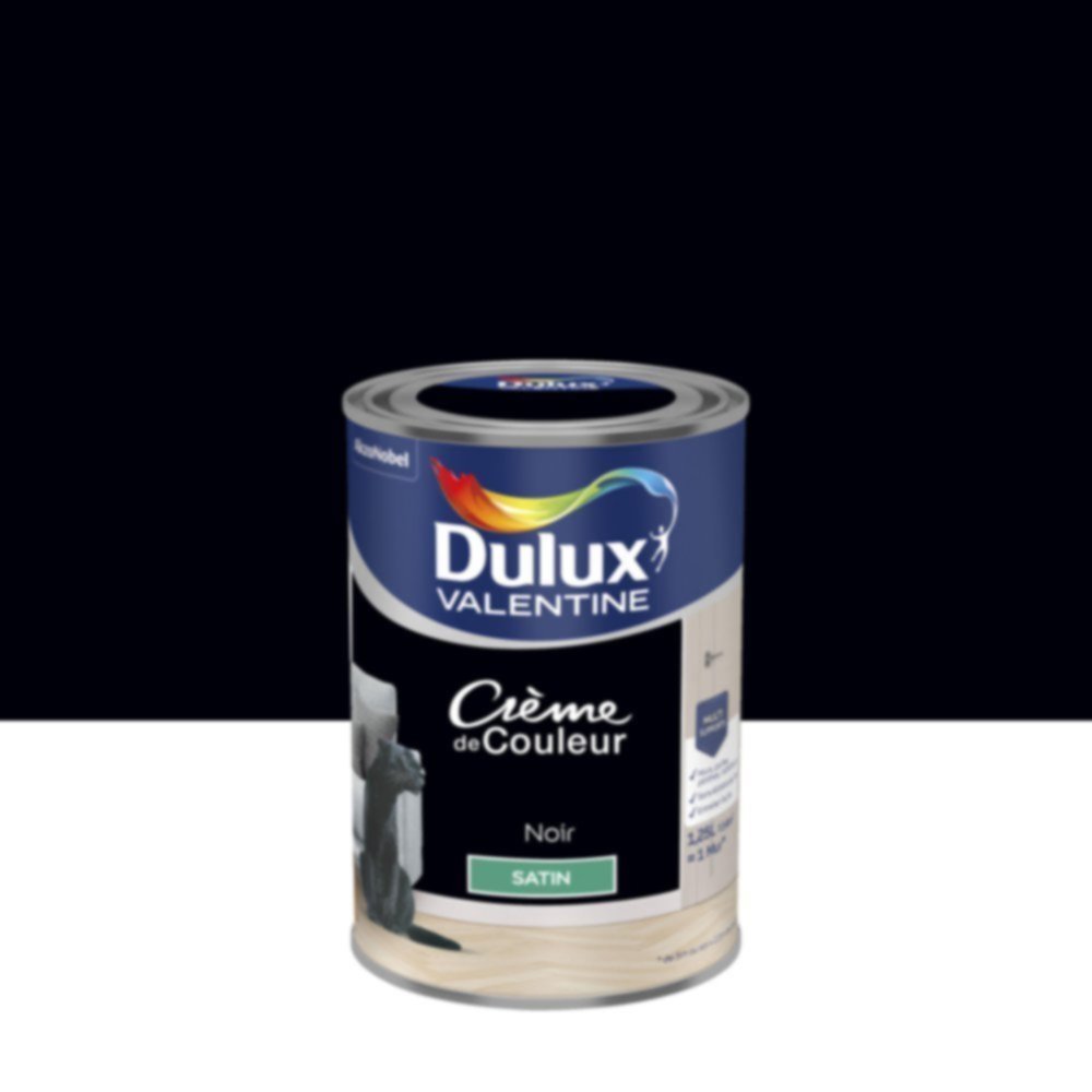 Peinture murs et boiseries Crème de Couleur Satin Noir 1,25L - DULUX VALENTINE