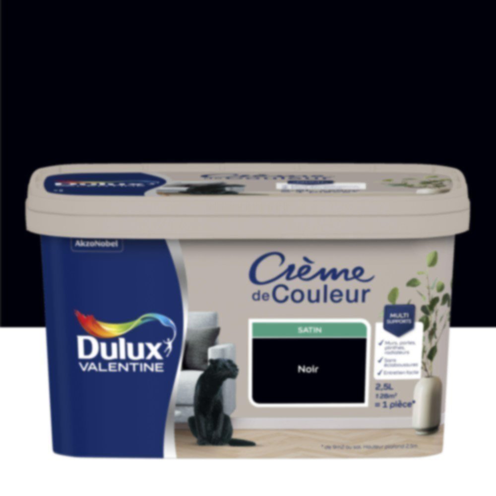 Peinture murs et boiseries Crème de Couleur Satin Noir 2,5L - DULUX VALENTINE