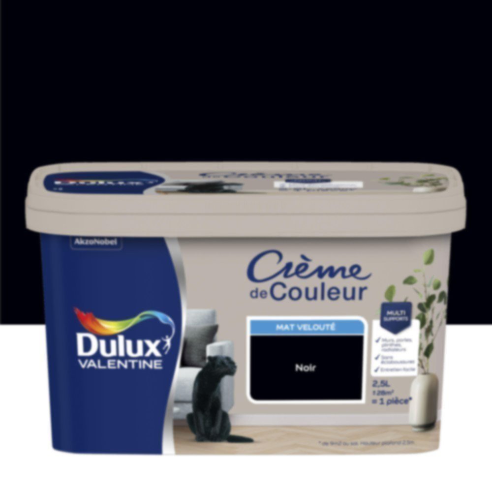 Peinture murs et boiseries Crème de Couleur Mat Noir 2,5L - DULUX VALENTINE