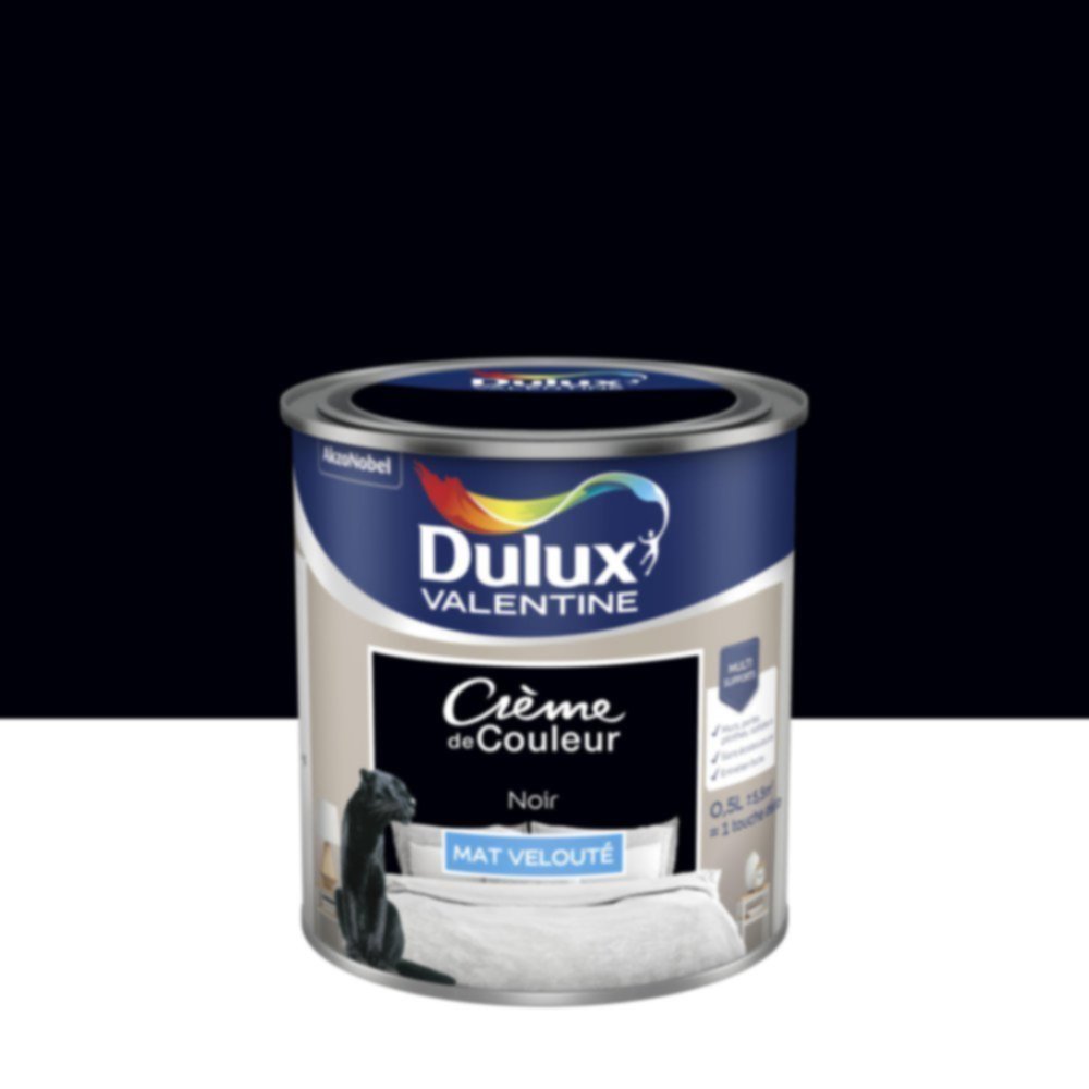 Peinture murs et boiseries Crème de Couleur Mat Noir 0,5L - DULUX VALENTINE