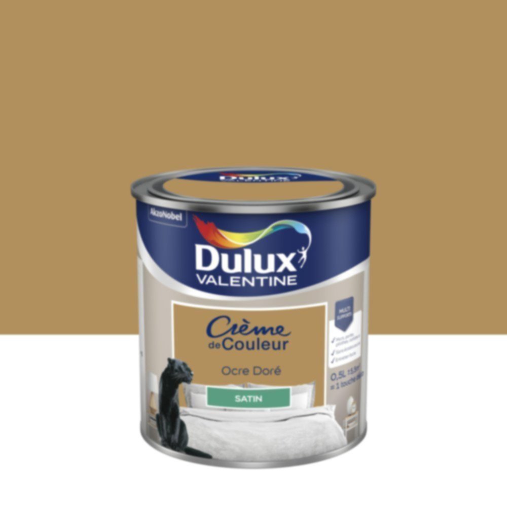 Peinture murs et boiseries Crème de Couleur Satin Ocre Doré 0,5L - DULUX VALENTINE