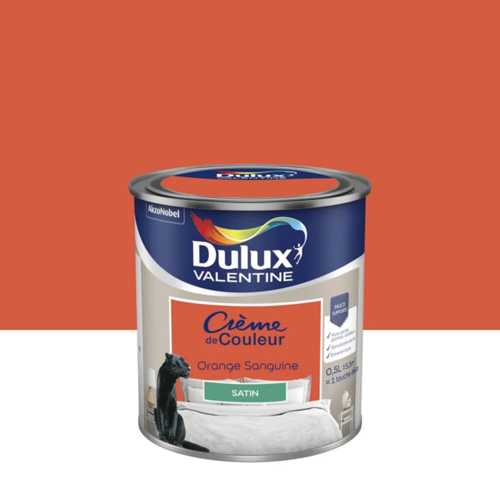 Peinture Crème de couleur Orange Sanguine satin 0,5L - DULUX VALENTINE