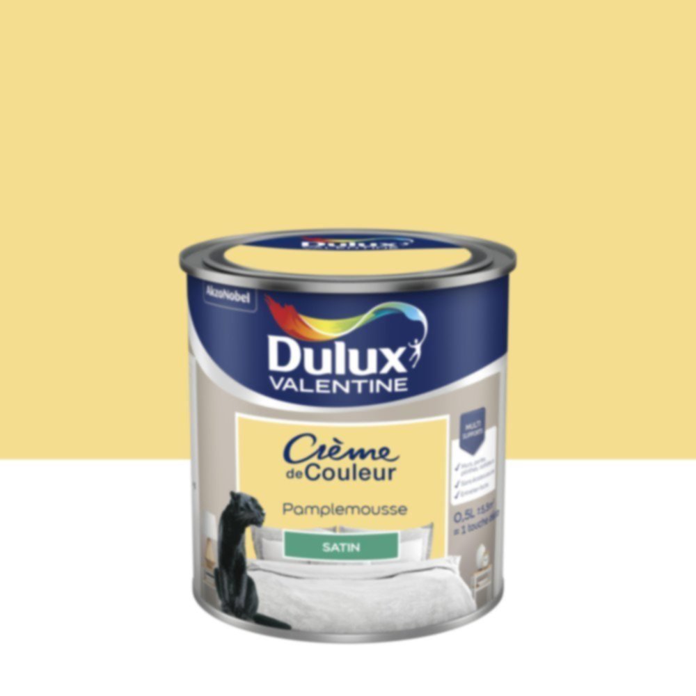 Peinture murs et boiseries Crème de Couleur Satin Pamplemousse 0,5L - DULUX VALENTINE