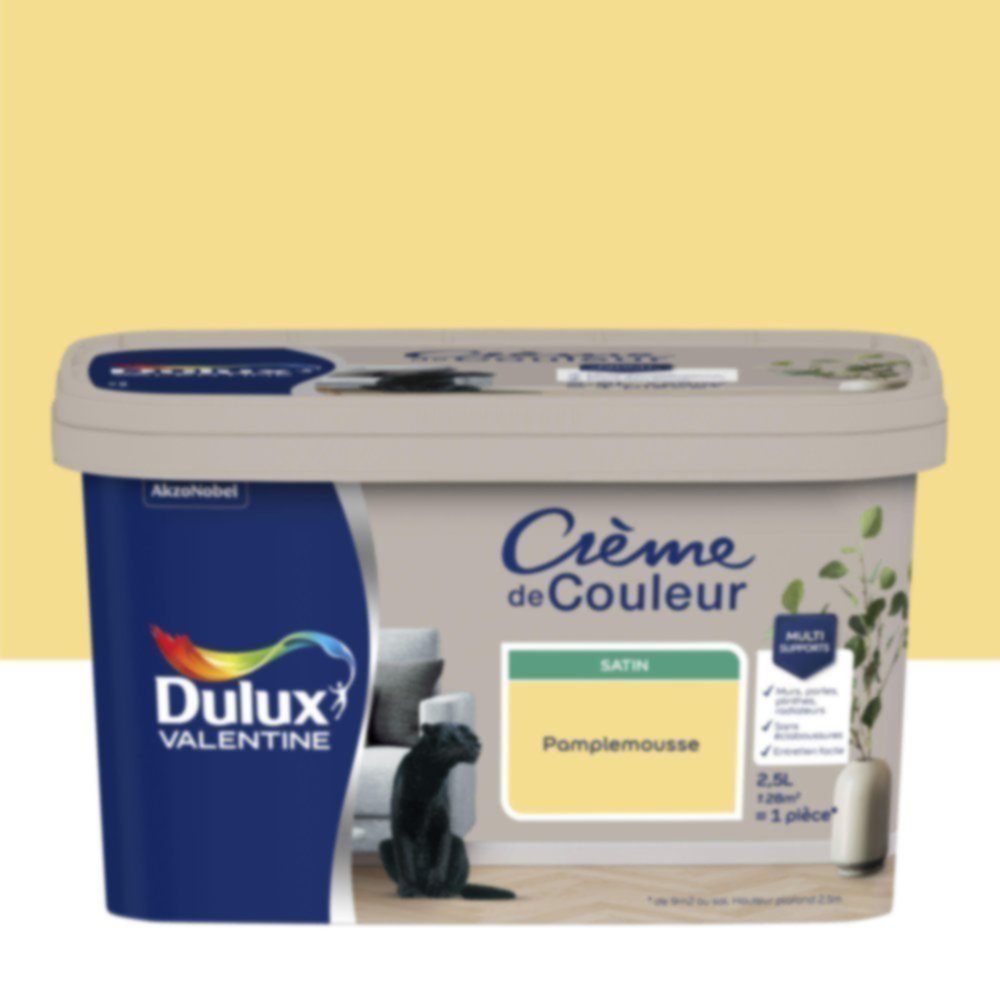 Peinture murs et boiseries Crème de Couleur Satin Pamplemousse 2,5L - DULUX VALENTINE