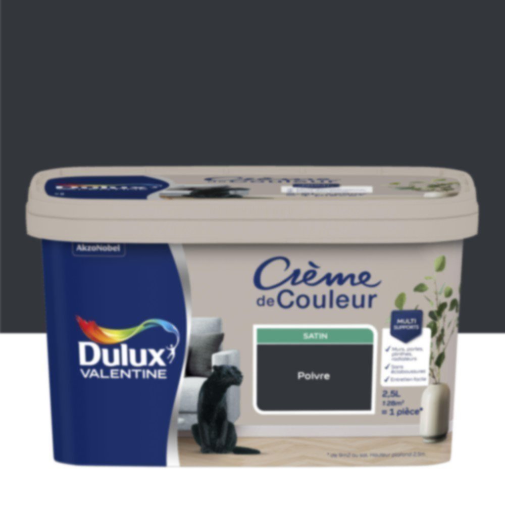 Peinture murs et boiseries Crème de Couleur Satin Poivre 2,5L - DULUX VALENTINE