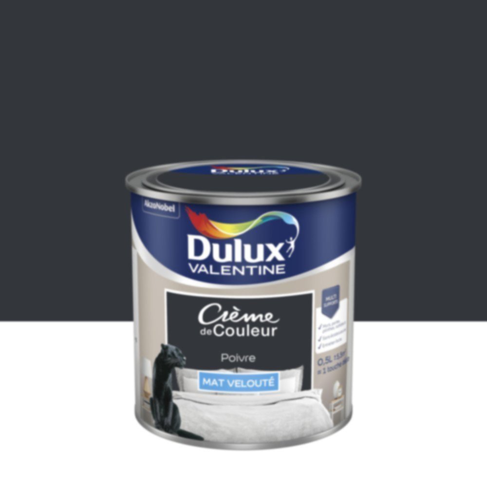 Peinture murs et boiseries Crème de Couleur Mat Poivre 0,5L - DULUX VALENTINE