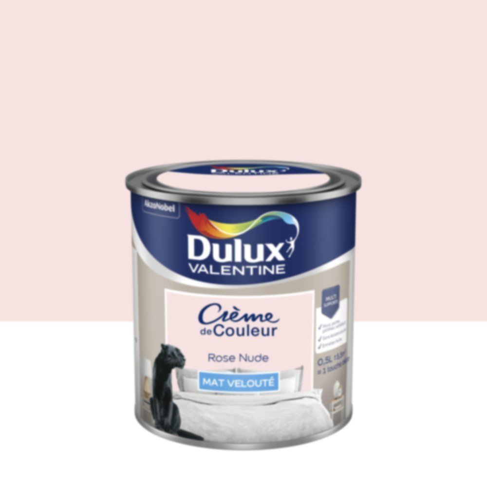 Peinture murs et boiseries Crème de Couleur Mat Rose Nude 0,5L - DULUX VALENTINE