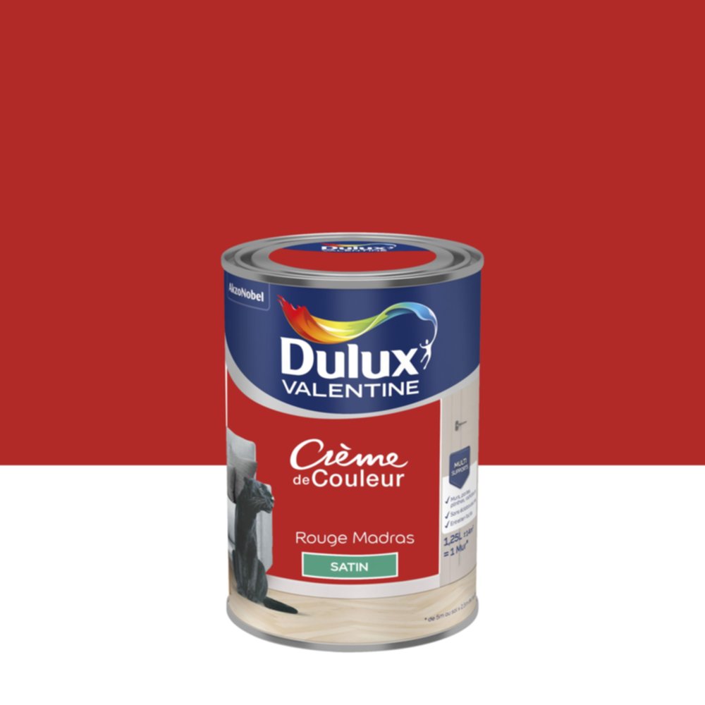 Peinture Satin Rouge Madras 1,25L - DULUX VALENTINE