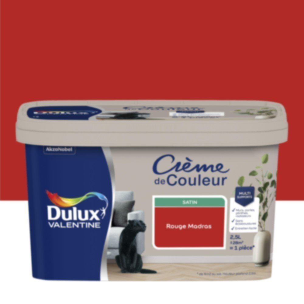 Peinture murs et boiseries Crème de Couleur Satin Rouge Madras 2,5L - DULUX VALENTINE