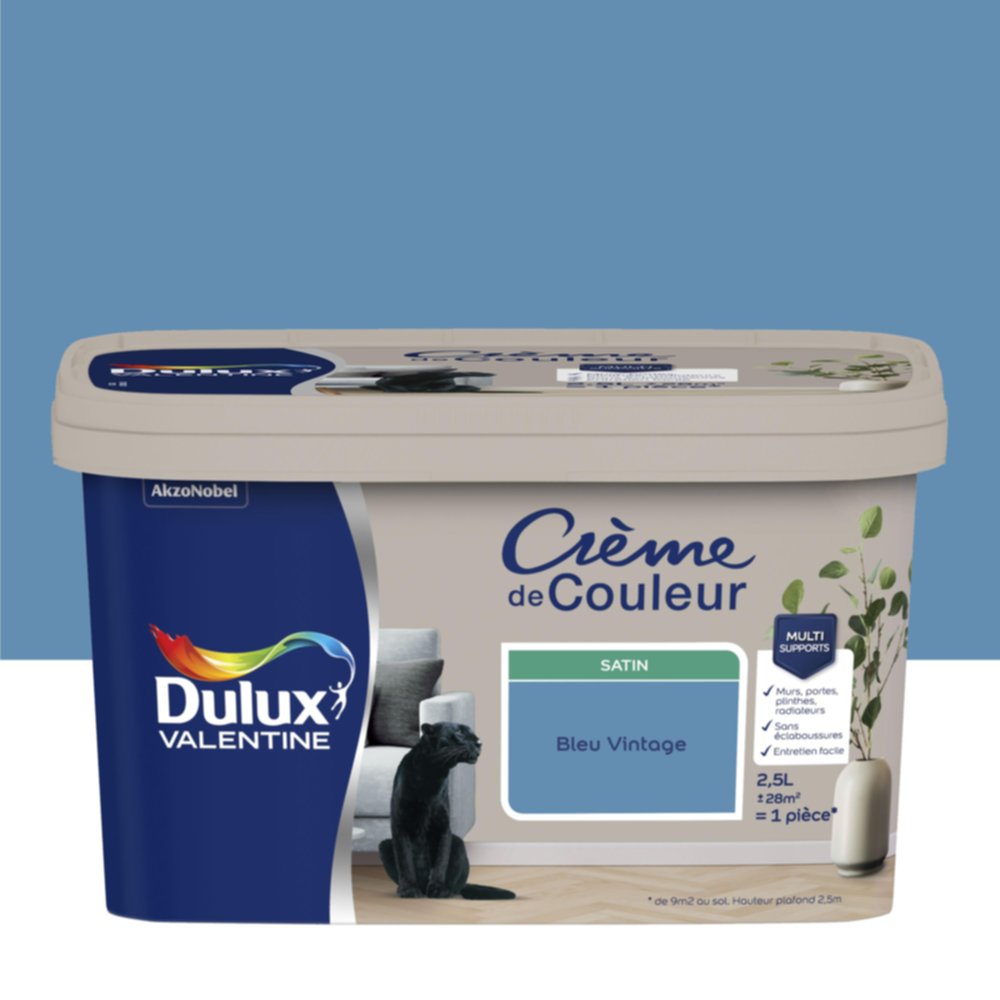 Peinture Crème de couleur satin bleu vintage 2,5L - DULUX VALENTINE