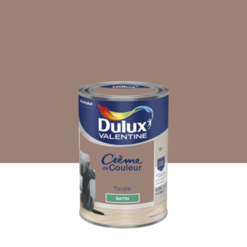 Peinture murs et boiseries Crème de Couleur Satin Taupe 1,25L - DULUX VALENTINE