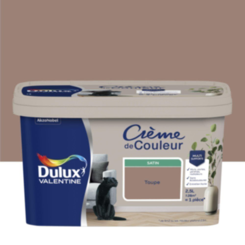 Peinture murs et boiseries Crème de Couleur Satin Taupe 2,5L - DULUX VALENTINE