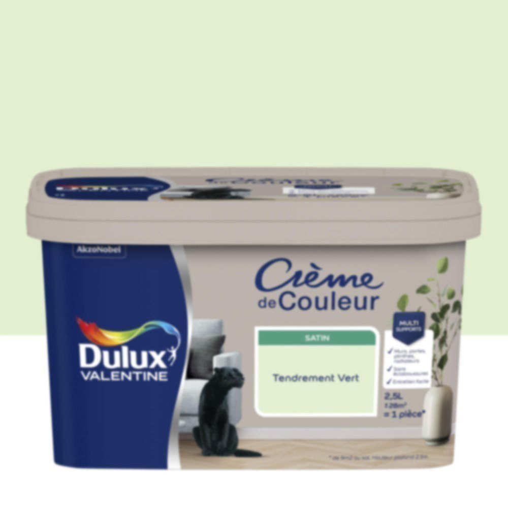 Peinture Crème de couleur satin tendrement vert 2,5L - DULUX VALENTINE