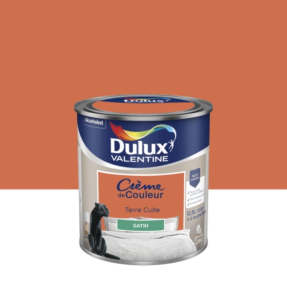 Peinture murs et boiseries Crème de Couleur Satin Terre Cuite 0,5L - DULUX VALENTINE