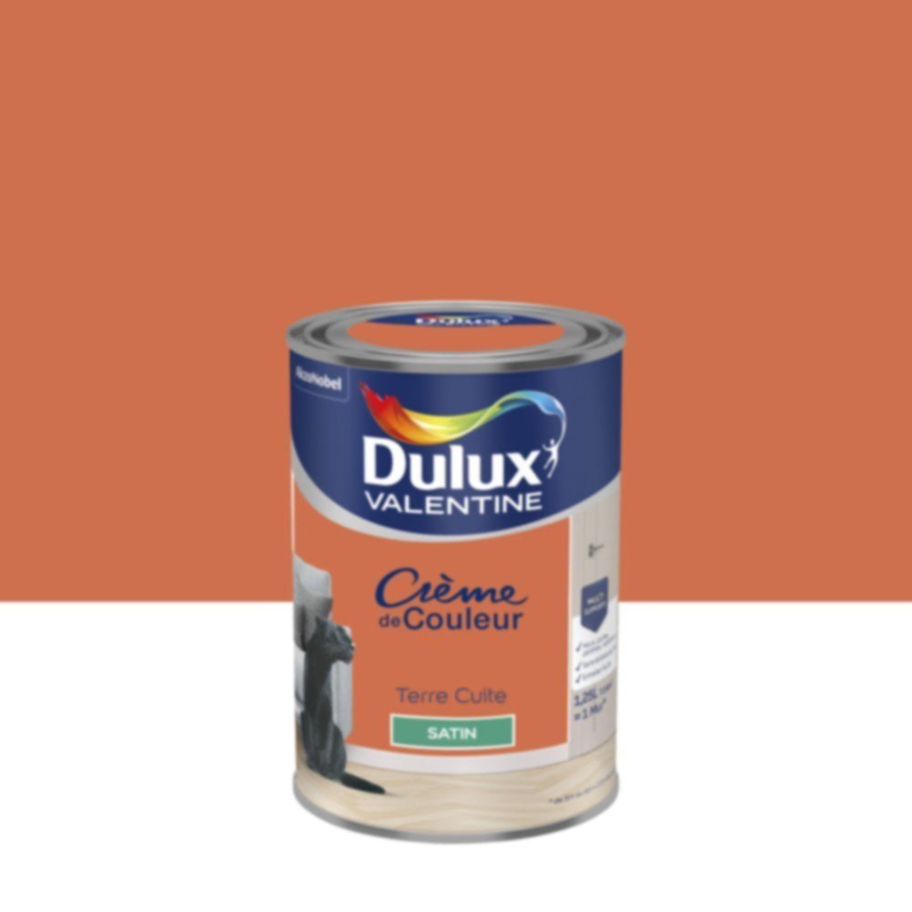 Peinture murs et boiseries Crème de Couleur Satin Terre Cuite 1,25L - DULUX VALENTINE