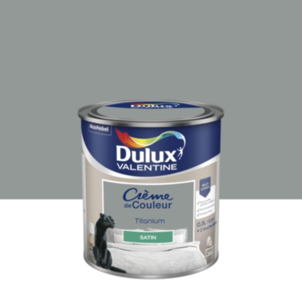 Peinture murs et boiseries Crème de Couleur Satin Titanium 0,5L - DULUX VALENTINE