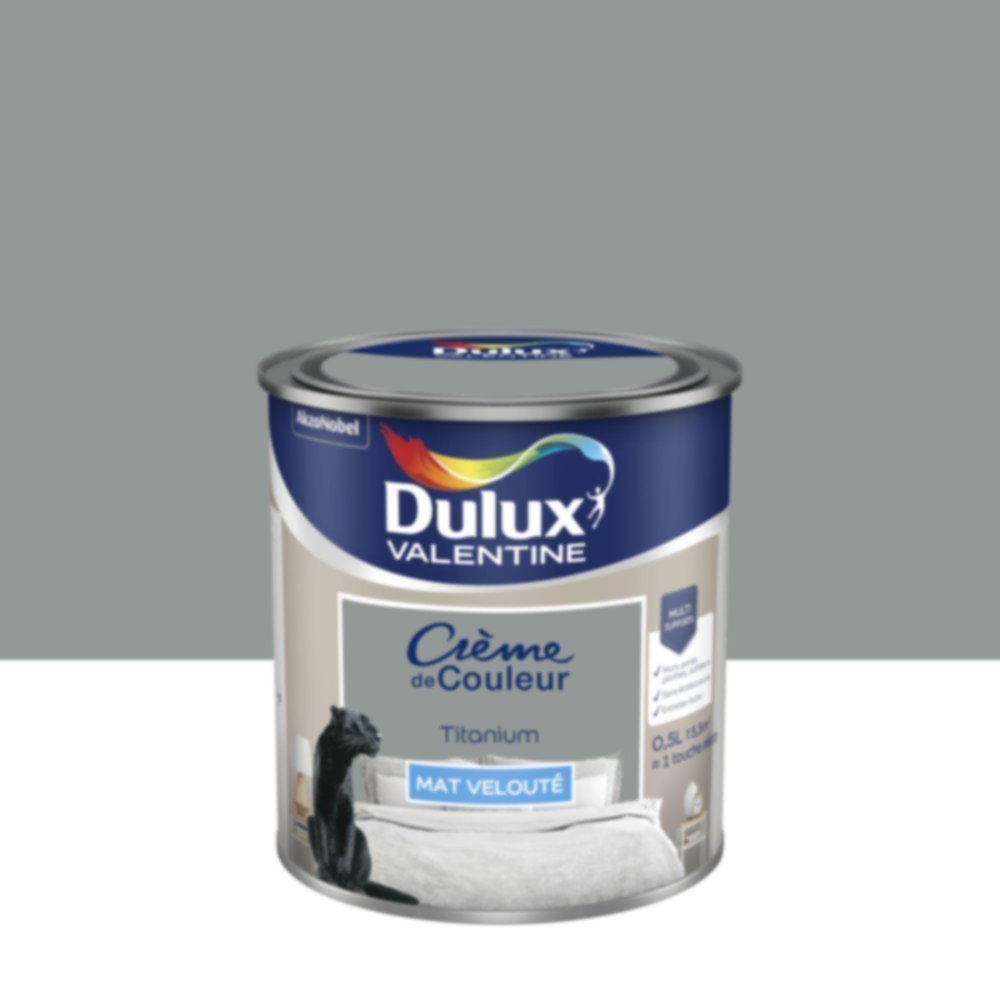 Peinture murs et boiseries Crème de Couleur Mat Titanium 0,5L - DULUX VALENTINE