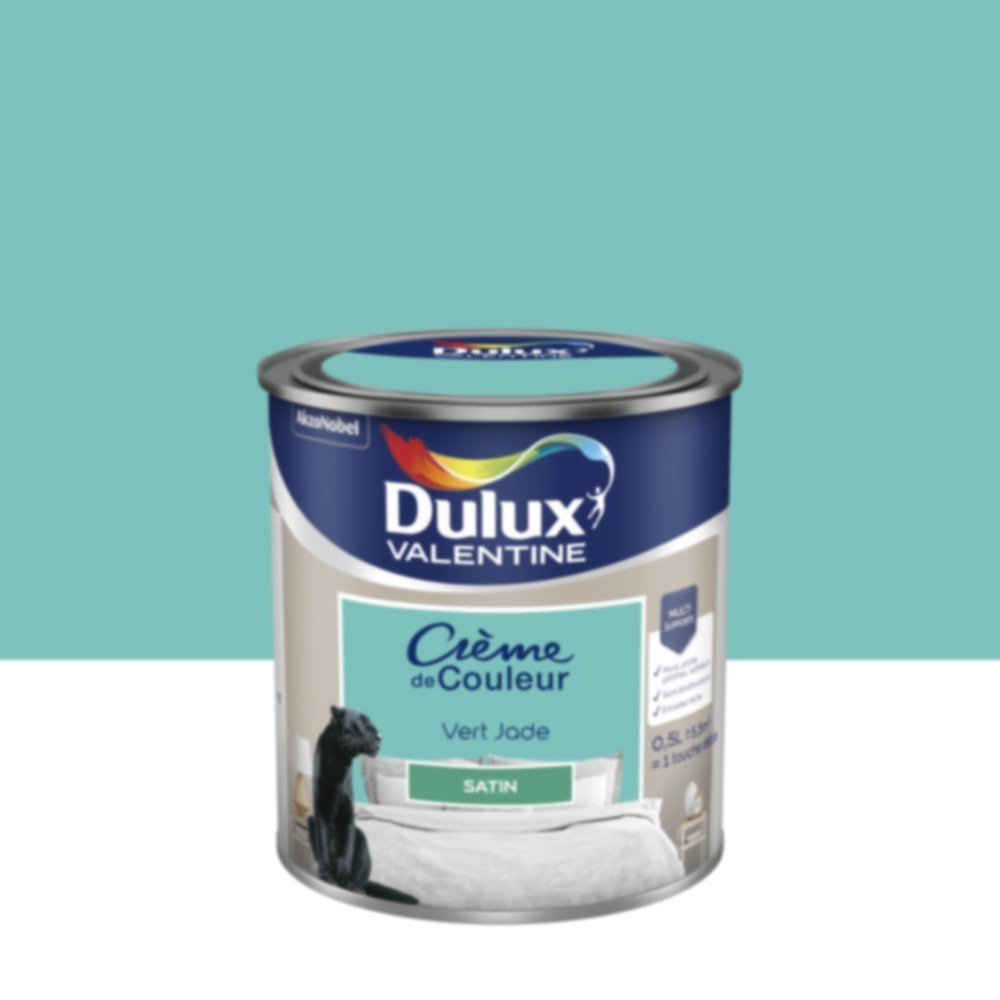 Peinture murs et boiseries Crème de Couleur Satin Vert Jade 0,5L - DULUX VALENTINE