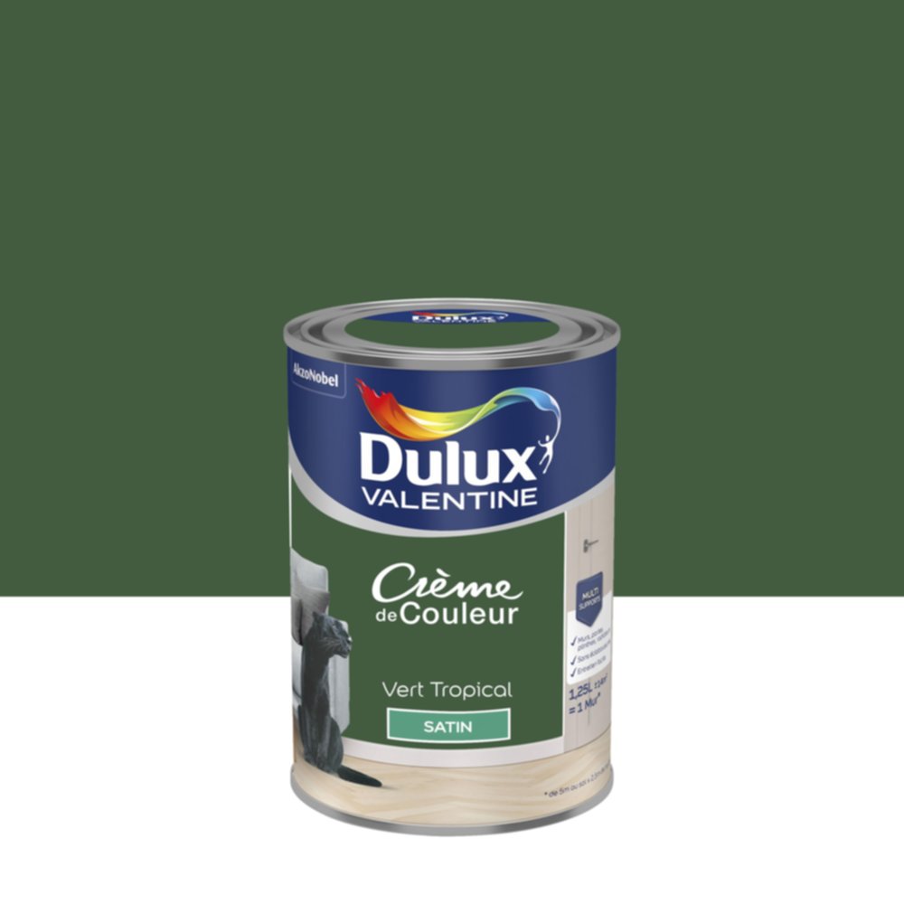 Peinture Satin Vert Tropical 1,25L - DULUX VALENTINE