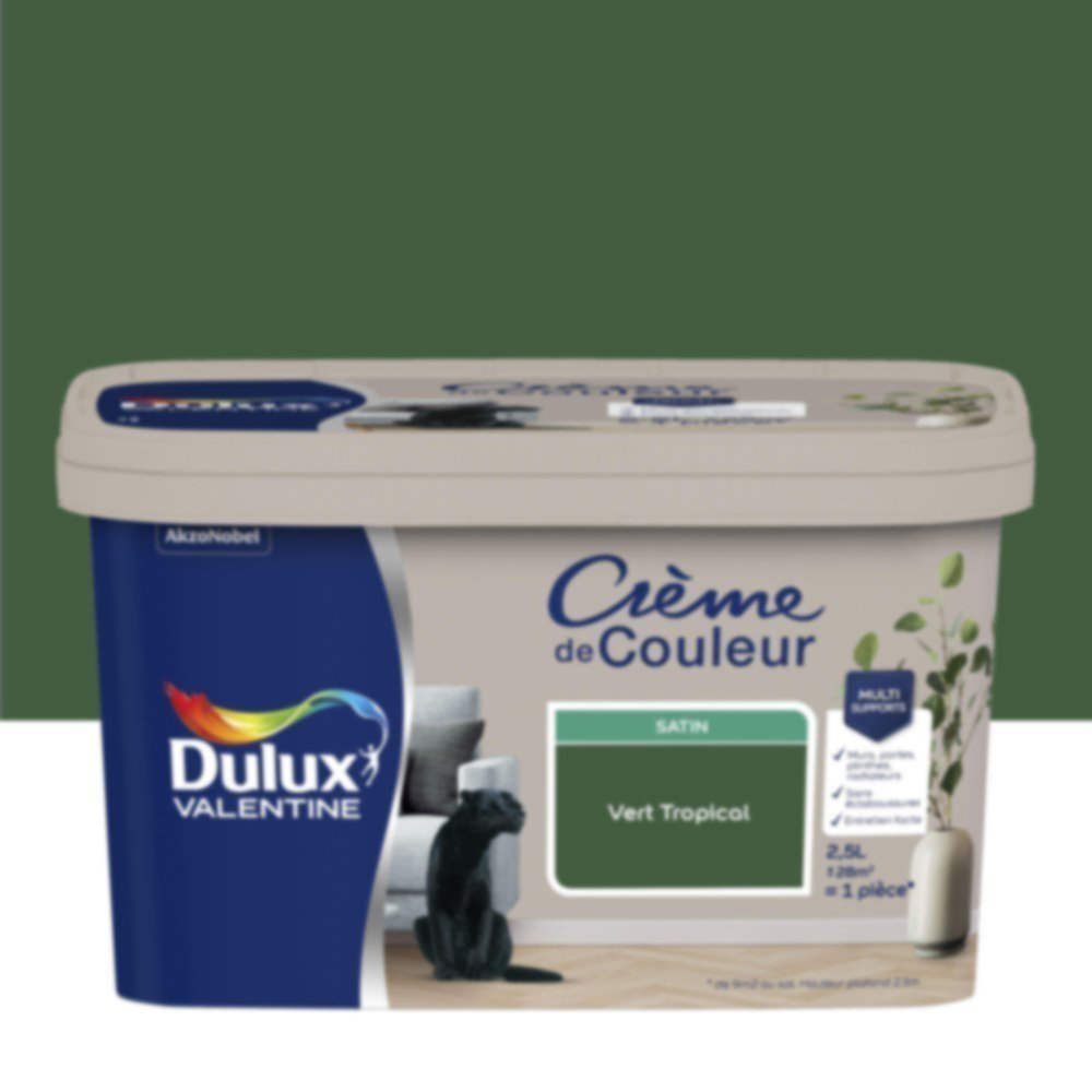 Peinture Crème de couleur satin vert tropical 2,5L - DULUX VALENTINE