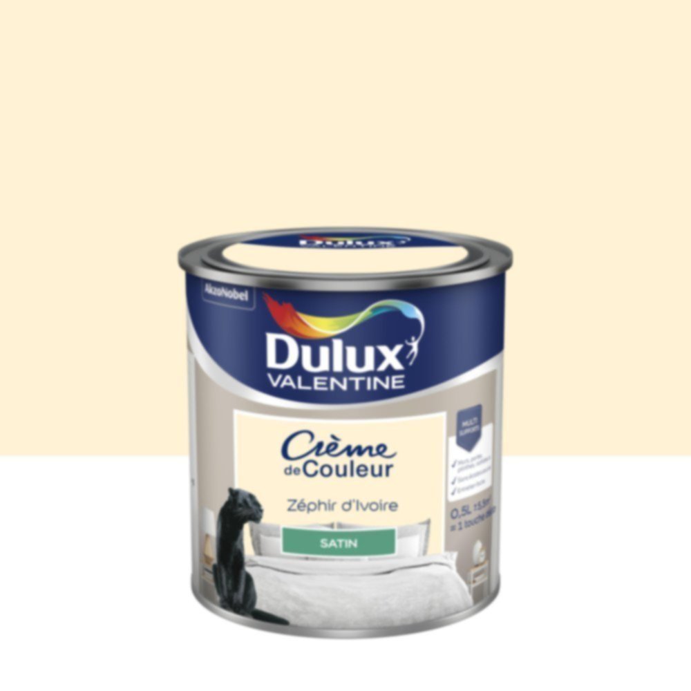 Peinture murs et boiseries Crème de Couleur Satin Zéphir d'Ivoire 0,5L - DULUX VALENTINE