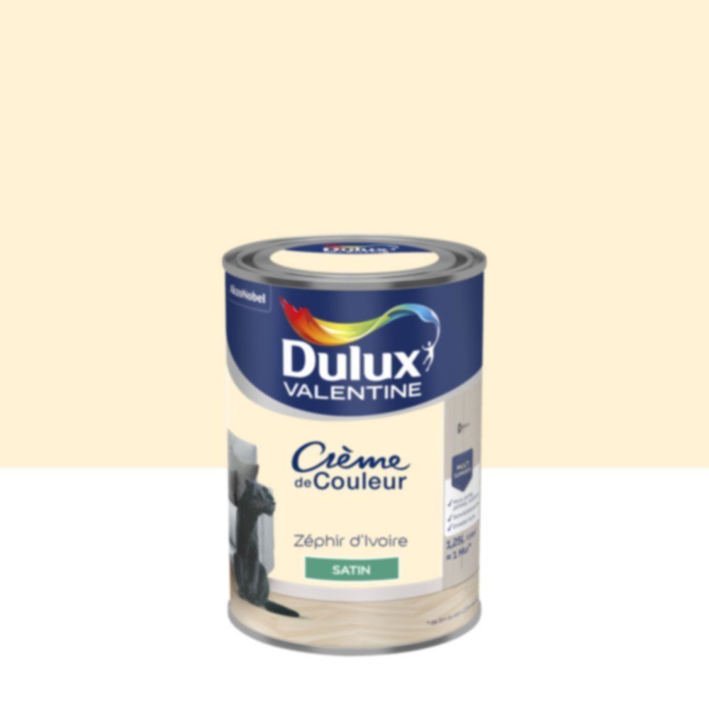 Peinture murs et boiseries Crème de Couleur Satin Zéphir d'Ivoire 1,25L - DULUX VALENTINE